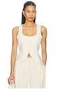 view 1 of 4 Mona Vest Top in Crema Linen