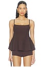 view 1 of 5 Peplum Instasculpt Rib Tank in Truffle