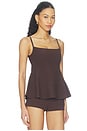 view 2 of 5 Peplum Instasculpt Rib Tank in Truffle