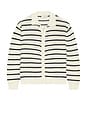 view 1 of 3 Open Collared Cardigan in Ivory & Navy Stripe