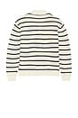 view 2 of 3 Open Collared Cardigan in Ivory & Navy Stripe