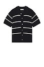 view 1 of 3 Shaker Stitch Open Collared Cardigan in Navy & Cream