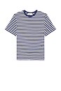 view 4 of 5 Unisex Striped Tee Shirt in Blue & Cream