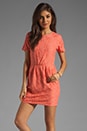 view 1 of 6 Sarus Raised Lace Short Sleeve Dress in Coral