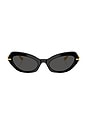 view 1 of 3 Narrow Oval Sunglasses in Black