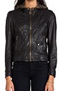view 6 of 7 Washed Lamb Leather Jacket with Detachable Hood in Black & Camo