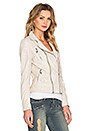 view 3 of 5 Double Zipper Biker Leather Jacket in Acru
