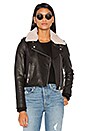 view 1 of 7 Detachable Lamb Shearling Fur Collar Aviator Moto Jacket in Black