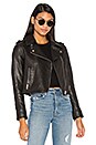 view 2 of 7 Detachable Lamb Shearling Fur Collar Aviator Moto Jacket in Black