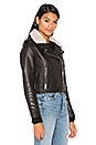 view 3 of 7 Detachable Lamb Shearling Fur Collar Aviator Moto Jacket in Black