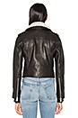 view 4 of 7 Detachable Lamb Shearling Fur Collar Aviator Moto Jacket in Black