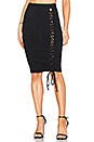 view 1 of 4 Lace Up Midi Slit Skirt in Black