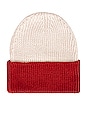 view 2 of 3 Two-Tone Beanie in Creme & Currant