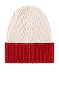 view 3 of 3 Two-Tone Beanie in Creme & Currant