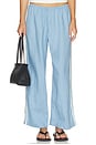 view 2 of 7 The Linen Crop Racer Stripe Pant in Cornflower