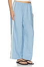view 3 of 7 The Linen Crop Racer Stripe Pant in Cornflower