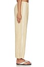 view 3 of 6 The Linen Crop Racer Stripe Pant in Butter