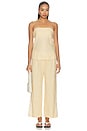 view 5 of 6 The Linen Crop Racer Stripe Pant in Butter
