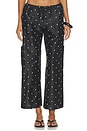 view 1 of 6 PANTALON CARGO EN TAFFETAS AVEC CORDON in Jet & Creme Polka Dots