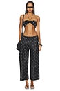 view 6 of 6 PANTALON CARGO EN TAFFETAS AVEC CORDON in Jet & Creme Polka Dots
