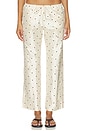 view 1 of 6 The Taffeta Drawstring Cargo Pant in Creme & Walnut Polka Dots