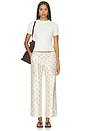 view 6 of 6 The Taffeta Drawstring Cargo Pant in Creme & Walnut Polka Dots