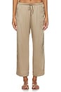 view 2 of 6 PANTALON CROPPED THE SILK STRIPE CROP PANT in Shitake & Creme