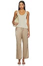 view 6 of 6 PANTALON CROPPED THE SILK STRIPE CROP PANT in Shitake & Creme