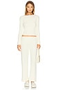 view 5 of 6 Pointelle Simple Cropped Pant in Creme