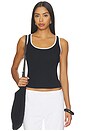 view 2 of 4 DÉBARDEUR THE BABY RIB RACERBACK TANK in Jet & Powder