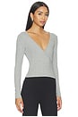 view 2 of 4 The Baby Rib Criss Cross Long Sleeve in Heather Grey