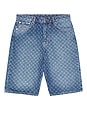 view 1 of 5 Monogram Denim Shorts in Blue