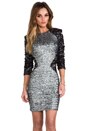 view 1 of 7 x REVOLVE Kim Sequin Illusion Dress en Silver/Black in Silver & Black