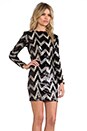 view 3 of 6 Robe Lola à Sequins Manches Longues in Black & Tan