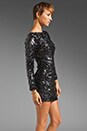 view 4 of 6 Lola Long Sleeve Scoop Back Sequin Dress in Black