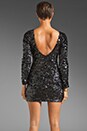 view 5 of 6 Lola Long Sleeve Scoop Back Sequin Dress in Black