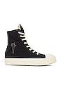 view 1 of 6 High Top Sneaks with Pentagram Embroidery in Black & Pearl