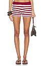 view 1 of 6 Boucle Micro Mini Shorts in Burgundy & Light Pink