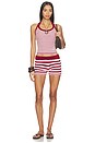 view 5 of 6 Boucle Micro Mini Shorts in Burgundy & Light Pink