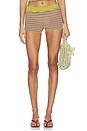 view 1 of 6 Crochet Mid Rise Shorts in Burgundy & Green