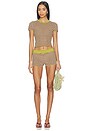 view 5 of 6 Crochet Mid Rise Shorts in Burgundy & Green