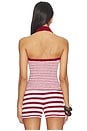 view 3 of 5 Boucle Halter Neck Top in Burgundy & Light Pink