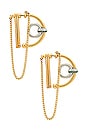 view 2 of 3 Mini Dema Earrings in 12k Shiny Gold & Crystals