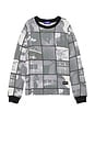 view 1 of 3 Precious Waffle Patchwork Long Sleeve Tee in Black & Mono
