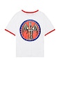 view 1 of 4 Havana Ringer T-Shirt in White & Red