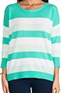 view 4 of 5 Striped Cashmere Pullover Sweater in Dark Green & T.Niveous & Water Ice