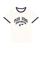 view 4 of 4 Plus Star Flock Printed Ringer Tee in Vintage White