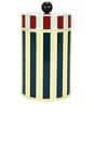 view 1 of 4 Tall Stripe Canister in Yellow & Blue