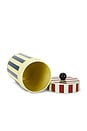 view 3 of 4 Tall Stripe Canister in Yellow & Blue