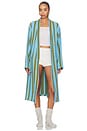 view 2 of 4 Waffle Bathrobe in Blue & Green Stripe